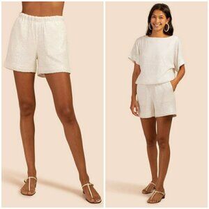 💕TRINA TURK💕 Idol Shorts ~ All That Glitters Sequin White XL NWT